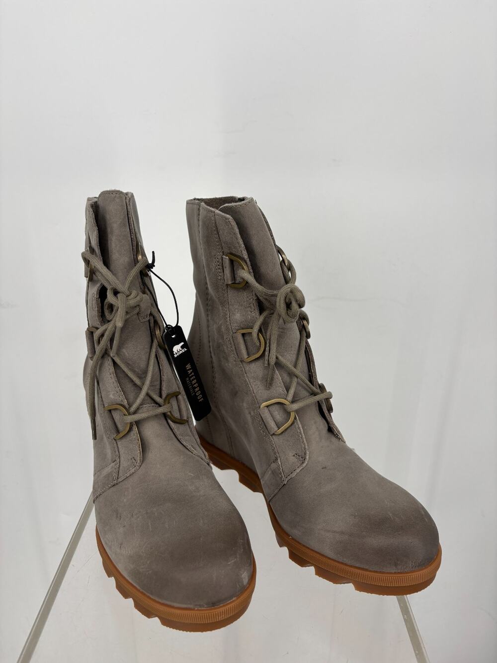 Sorel Joan Of Arctic Wedge II Boots Women 12 Taupe Leather Waterproof NL3763-005